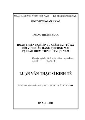 Hoàn thiện nghiệp vụ giám sát từ xa đối với ngân hàng thương mại tại bảo hiểm tiền gửi việt nam
