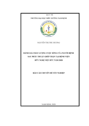 Luận văn thạc sĩ đánh giá chất lượng cuộc sống của người bệnh sau phẫu thuật ghép thận tại bệnh viện hữu nghị việt đức năm 2020