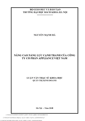 Nâng ao năng lự ạnh tranh ủa ông ty ổ phần applianz việt nam