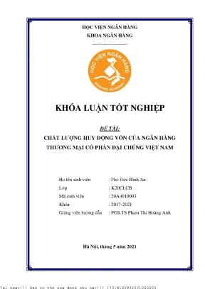 Chất lượng huy động vốn của ngân hàng thương mại cổ phần đại chúng việt nam