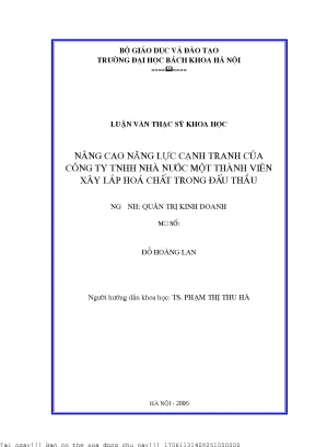 Nâng ao năng lự ạnh tranh ủa công ty tnhh nhà nướ một thành viên xây lắp hoá hất trong đấu thầu