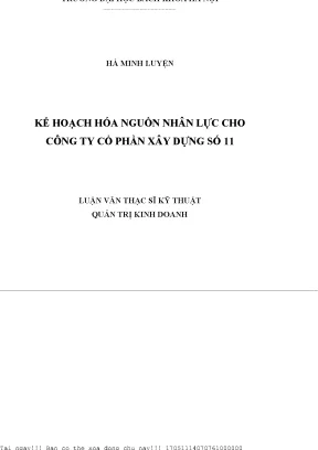 Kế hoạh hóa nguồn nhân lực cho công ty cổ phần xây dựng số 11