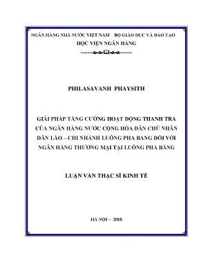 Giải pháp tăng cường hoạt động thanh tra của ngân hàng nước cộng hòa dân chủ nhân dân lào chi nhánh luông pha băng đối với ngân hàng thương mại tại luông pha băng