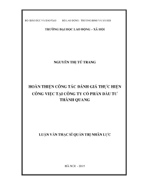 Hoàn thiện công tác đánh giá thực hiện công việc tại công ty cổ phần đầu tư thành quang