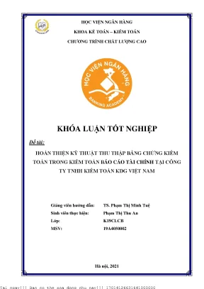Hoàn thiện kỹ thuật thu thập bằng chứng kiểm toán trong kiểm toán bctc tại công ty tnhh kiểm toán kdg việt nam