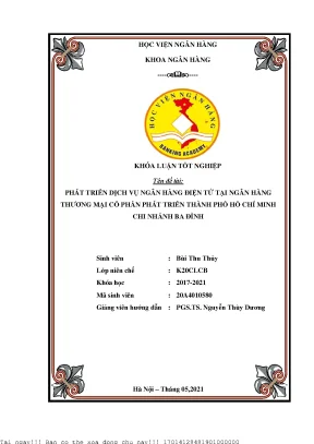 Phát triển dịch vụ ngân hàng điện tử tại ngân hàng thương mại cổ phần phát triển thành phố hồ chí minh chi nhánh ba đình