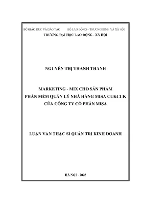 Marketing mix cho sản phẩm phần mềm quản lý nhà hàng misa cukcuk của công ty cổ phần misa