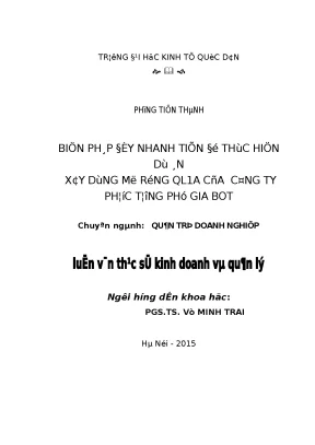 Biện pháp đẩy nhanh tiến độ thực hiện dự án xây dựng mở rộng ql1a của công ty phước tượng phú gia bot