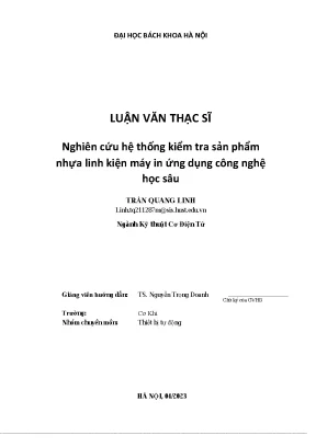 Nghiên cứu hệ thống kiểm tra sản phẩm nhựa linh kiện máy in ứng dụng công nghệ học sâu