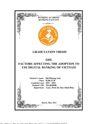 Factors affecting the adoption to use digital banking of vietnam