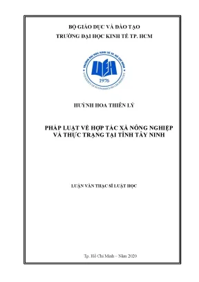 Pháp luật về hợp tác xã nông nghiệp và thực trạng tại tỉnh tây ninh