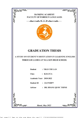 A study on students motivation in learning english through games at nga son high school