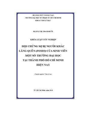 Hội chứng sợ bị người khác lãng quên fomo của sinh viên một số trường đại học tại thành phố hồ chí minh hiện nay