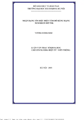 Nhận dạng tín hiệu điện tâm đồ bằng mạng nơron mờ tsk