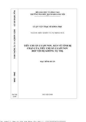 Tiêu huẩn lyapunov bàn về tính bị chặn của tiêu chuẩn lyapunov đối với hệ không tự trị