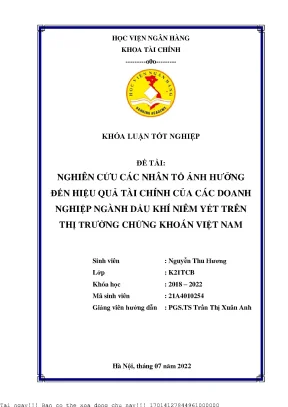Nghiên cứu các nhân tố ảnh hưởng đến hiệu quả tài chính của các doanh nghiệp ngành dầu khí niêm yết trên thị trường chứng khoán việt nam