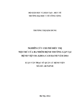 Luận văn nghiên cứu chi phí điều trị nội trú của ba nhóm bệnh thường gặp tại bệnh viện đa khoa cam ranh năm 2014