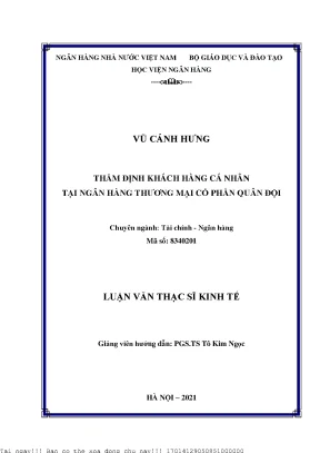 Thẩm định khách hàng cá nhân tại ngân hàng thương mại cổ phần quân đội