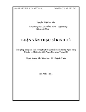 Giải pháp nâng cao chất lượng hoạt động kinh doanh thẻ tại ngân hàng đầu tư và phát triển việt nam chi nhánh thành đô