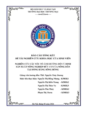 Nghiên cứu các yếu tố ảnh hưởng đến ý định sản xuất nông nghiệp hữu cơ của nông dân tại đồng bằng sông hồng