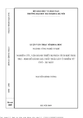 Nghiên ứu vận hành thiết bị phân tích khí thải tro 8040 để đánh giá chất thải gây ô nhiễm từ ô tô xe máy