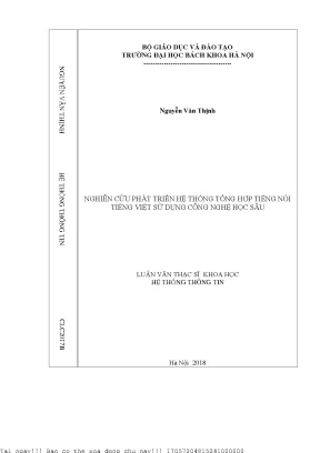 Nghiên ứu phát triển hệ thống tổng hợp tiếng nói tiếng việt sử dụng công nghệ học sâu
