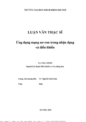 Ứng dụng mạng nơ ron trong nhận dạng và điều khiển