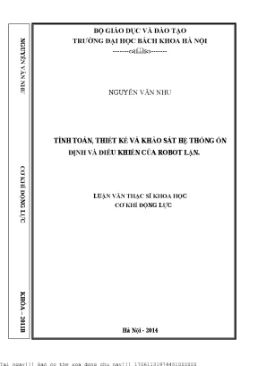 Tính toán thiết kế và khảo sát hệ thống ổn định và điểu khiển ủa robot lặn