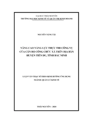 Nâng cao năng lực thực thi công vụ của cán bộ công chức xã trên địa bàn huyện tiên du tỉnh bắc ninh