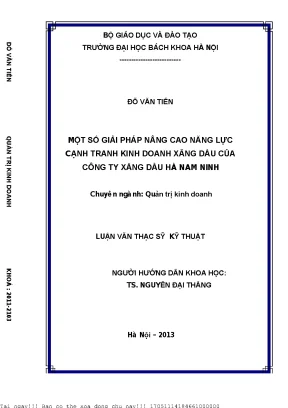 Một số giải pháp nâng ao năng lực cạnh tranh kinh doanh xăng dầu của công ty xăng dầu hà nam ninh