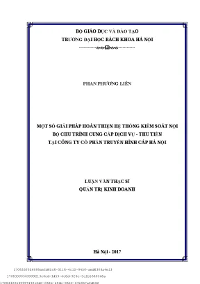 Một số giải pháp hoàn thiện hệ thống kiểm soát nội bộ hu trình ung ấp dịh vụ thu tiền tại công ty cổ phần truyền hình áp hà nội