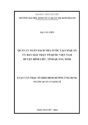 Quản lý ngân sách nhà nước tại cơ quan ủy ban mặt trận tổ quốc việt nam huyện bình liêu tỉnh quảng ninh