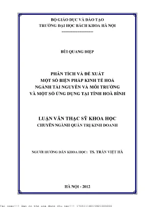 Phân tíh và đề xuất một số biện pháp kinh tế hóa ngành tài nguyên và môi trường và một số ứng dụng tại tỉnh hòa bình