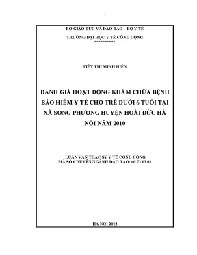 Luận văn đánh giá hoạt động khám chữa bệnh bảo hiểm y tế cho trẻ dưới 6 tuổi tại xã song phương huyện hoài đức hà nội năm 2012
