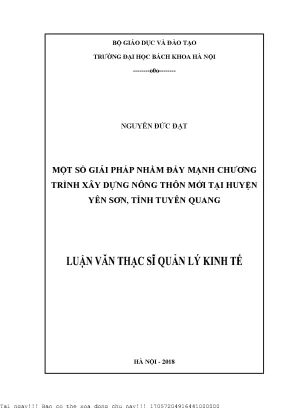 Một số giải pháp nhằm đẩy mạnh hương trình xây dựng nông thôn mới tại huyện yên sơn tỉnh tuyên quang