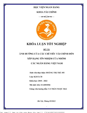 Ảnh hưởng của các chỉ tiêu tài chính đến xếp hạng tín nhiệm của nhóm các ngân hàng việt nam