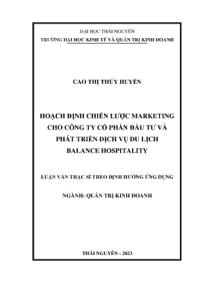 Hoạch định chiến lược marketing cho công ty cổ phần đầu tư và phát triển dịch vụ du lịch balance hospitality