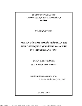 Nghiên ứu một số giải pháp quản trị rủi ro tín dụng tại ngân hàng á châu chi nhánh quảng ninh