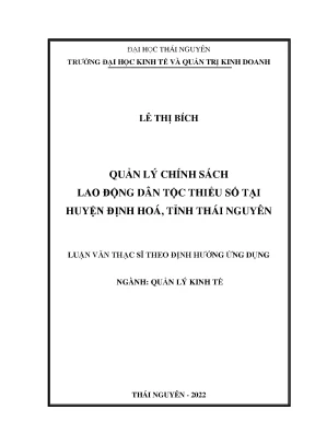 Quản lý chính sách lao động dân tộc thiểu số tại huyện định hóa tỉnh thái nguyên