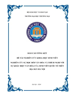 Nghiên cứu sự học hỏi văn hoá và thích nghi với khác biệt văn hoá của sinh viên quốc tế trên địa bàn hà nội