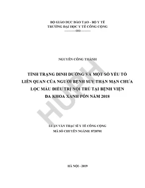Luận văn tình trạng dinh dưỡng và một số yếu tố liên quan của người bệnh suy thận mạn chưa lọc máu điều trị nội trú tại bệnh viện đa khoa xanh pôn 2018