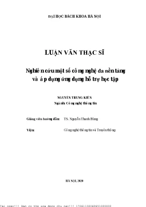 Nghiên ứu một số ông nghệ đa nền tảng và áp dụng ứng dụng hỗ trợ họ tập