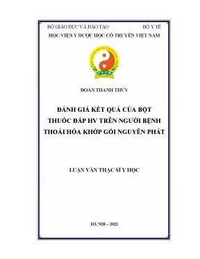 Đánh giá kết quả của bột thuốc đắp hv trên người bệnh thoái hóa khớp gối nguyên phát