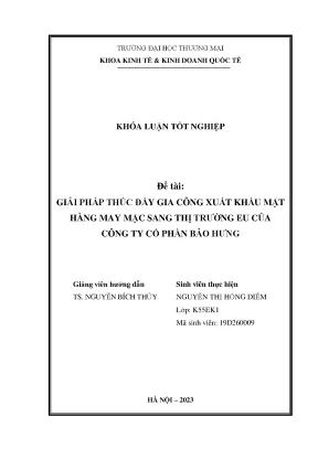 Giải pháp thúc đẩy gia công xuất khẩu hàng may mặc sang thị trường eu của công ty cổ phần bảo hưng