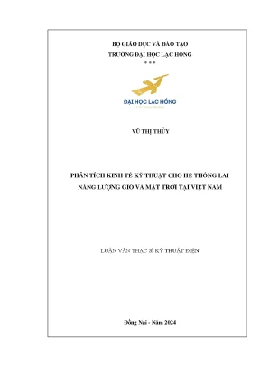 Phân tích kinh tế kĩ thuật của hệ thống lai năng lượng mặt trời và năng lượng gió tại việt nam
