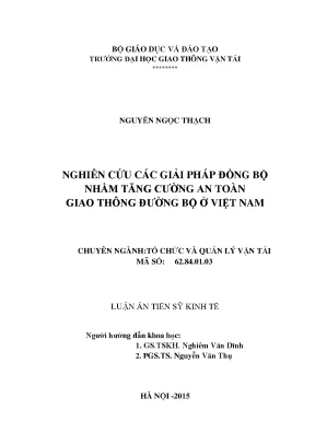 Luận án tiến sĩ kinh tế nghiên cứu các giải pháp đồng bộ nhằm tăng cường an toàn giao thông đường bộ ở việt nam