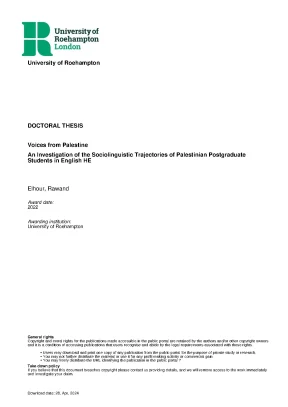 Voices from palestine an investigation of the sociolinguistic trajectories of palestinian postgraduate students in english he điểm cao