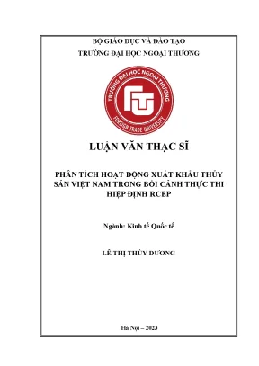 Phân tích hoạt động xuất khẩu thủy sản việt nam trong bối cảnh thực thi hiệp định rcep