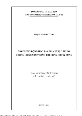 Mô phỏng động họ tay máy 25 bậc tự do khoan lỗ nổ mìn trong thi công giếng đứng