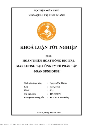Hoàn thiện hoạt động digital marketing tại công ty cổ phần tập đoàn sunhouse